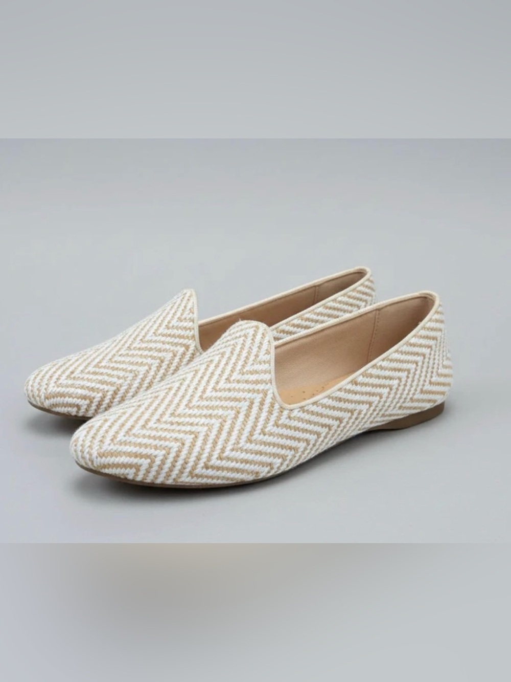 Birdies The Heron Chevron Flats in Chai White Size 7.5